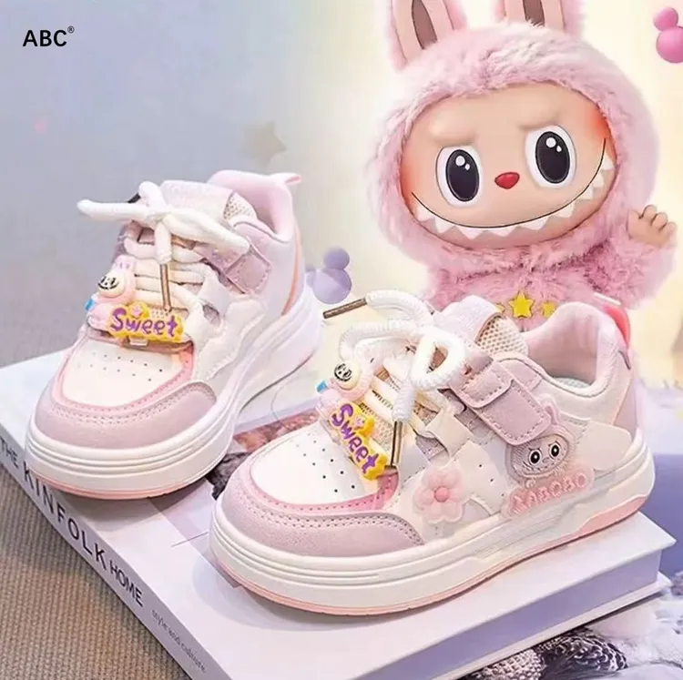 ABC拉布布卡通风女小白鞋百搭儿童女童防水休闲风透气秋冬季板鞋