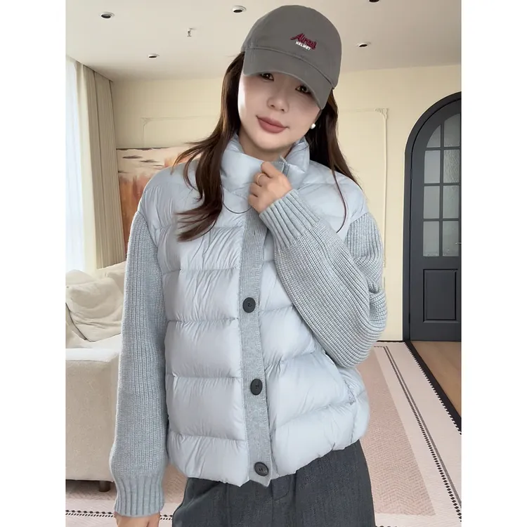 【余欢欢】冬季保暖新国标90白鸭绒毛线袖子拼接羽绒服-YHW51033