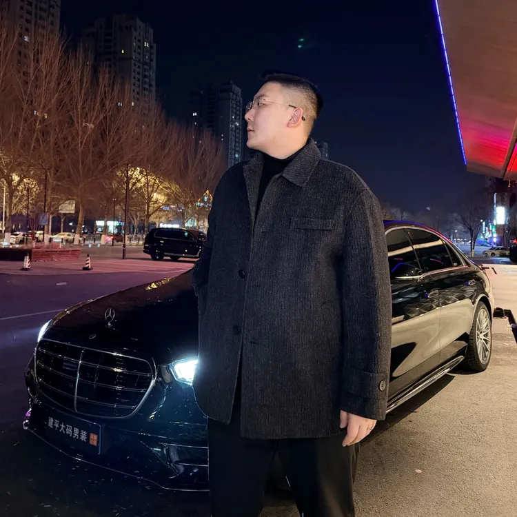 【建平轻熟潮流推荐】大码男士秋冬季新款休闲翻领双面羊毛呢大衣