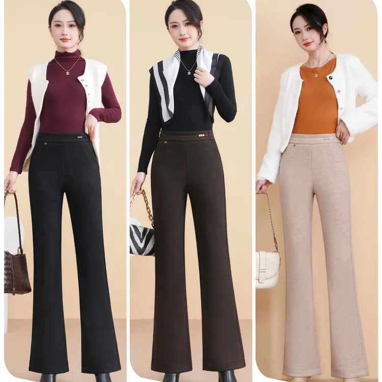 【燕珍时装】2025冬季新款6038百搭时尚潮流羊绒微喇裤