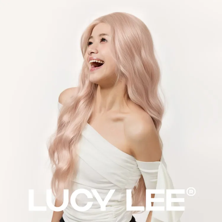 LUCYLEE【免戴发网免修剪的假发-西柚粉白】精修西柚粉水波卷假发女