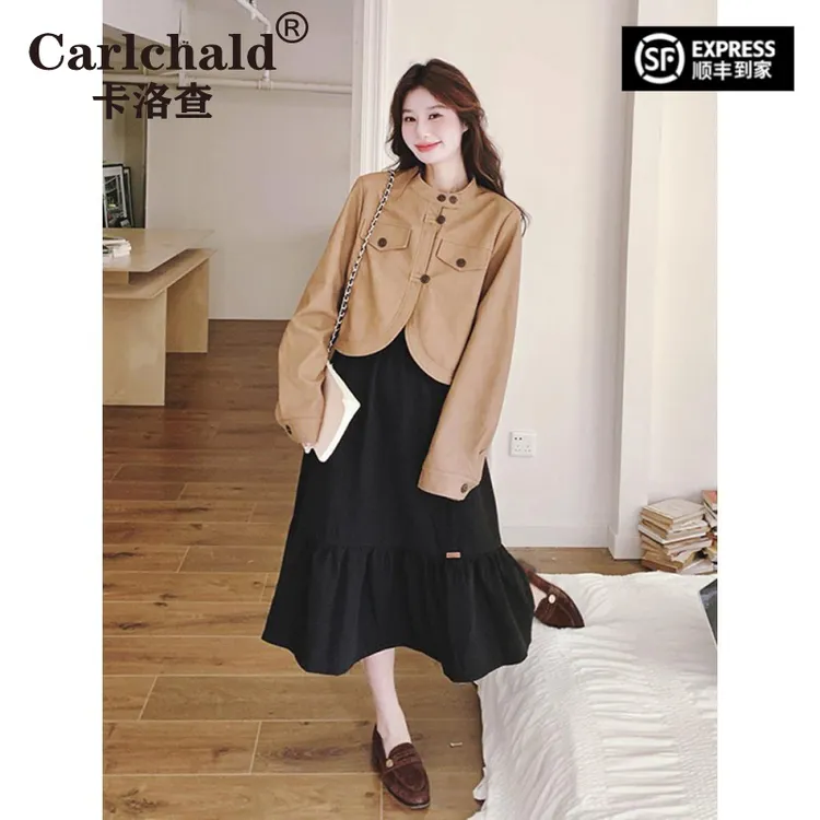 CARLCHALD卡洛查美拉德短外套，一套完整的春秋服装的妇女，凉爽