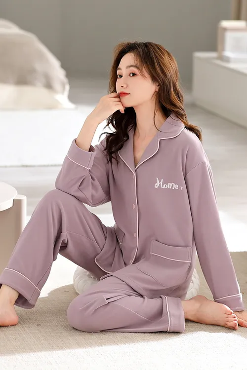 秋冬季长袖德绒睡衣套装女春天加绒加厚保暖家居服开衫可外穿韩版