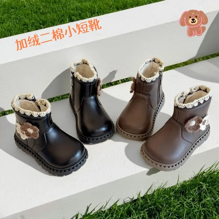 （主播推荐）女童加绒二棉马丁靴2025冬季新款儿童加厚小短靴子5612