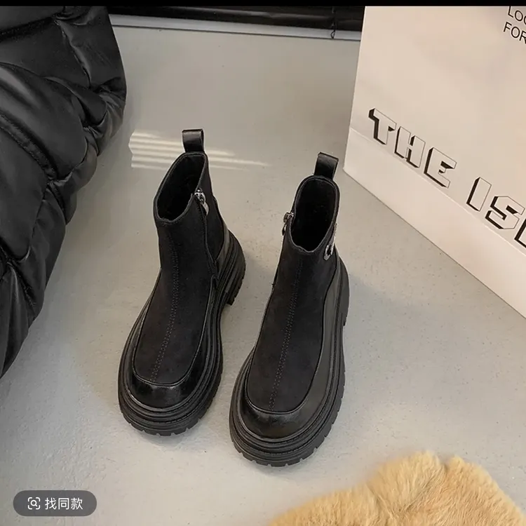 厚底增高马丁靴女款2025秋季新款英伦风短靴百搭