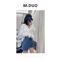 M.DUO （深圳货）夏季百搭时尚小众休闲短款显瘦牛仔蓝短裤3088
