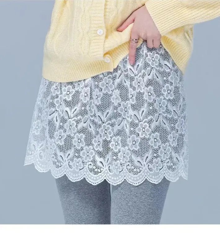 【洋气百搭】卫衣叠穿内搭神器秋冬女士蕾丝打底半身裙遮胯小屁帘子