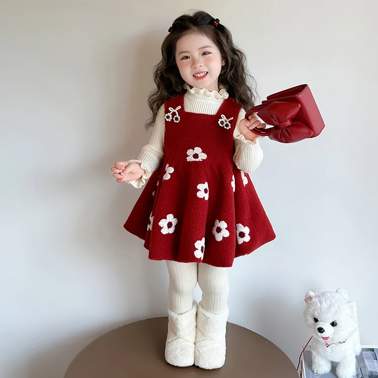 女童毛衣裙子套装秋冬季2025新款连衣裙洋气宝宝公主背心裙两件套