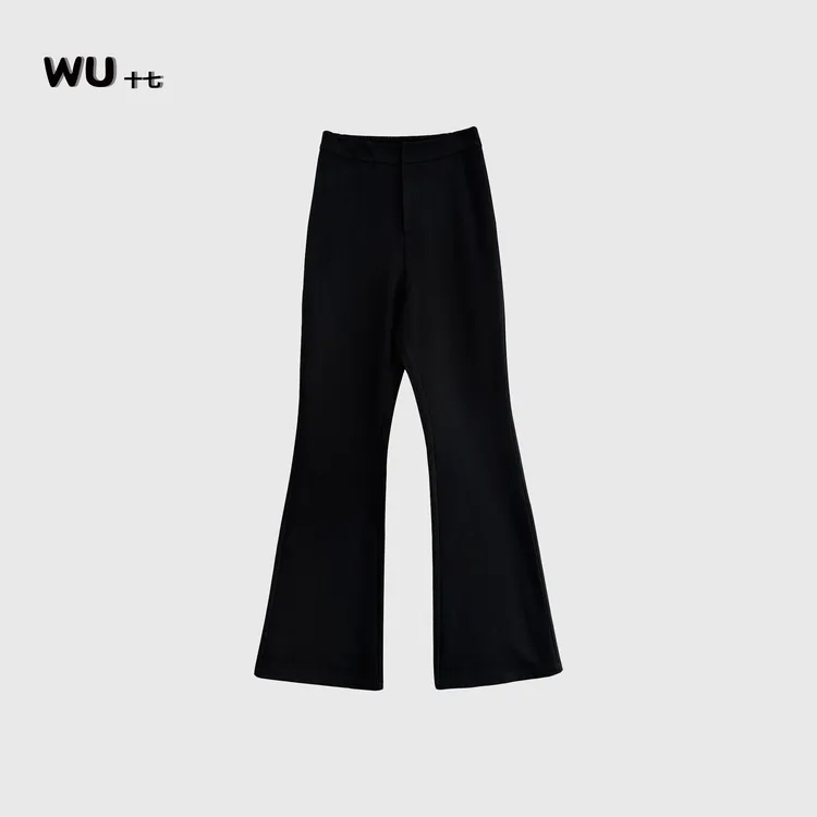 春秋修身气质显瘦高腰黑色微喇裤女长裤休闲裤2507055