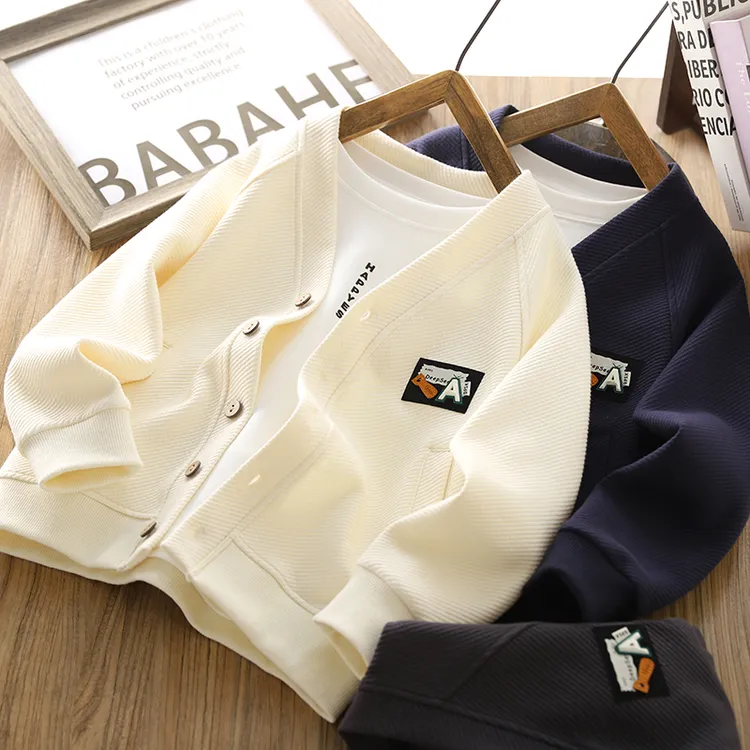 男童开衫外套2025春秋新款儿童V领时尚夹克衫中大童时尚百搭上衣