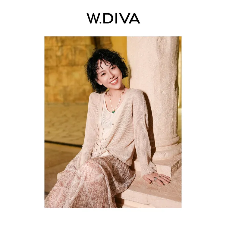 W.Diva【暖阳】桑蚕丝亚麻静奢风空调衫防晒绢丝针织开衫52Z132107
