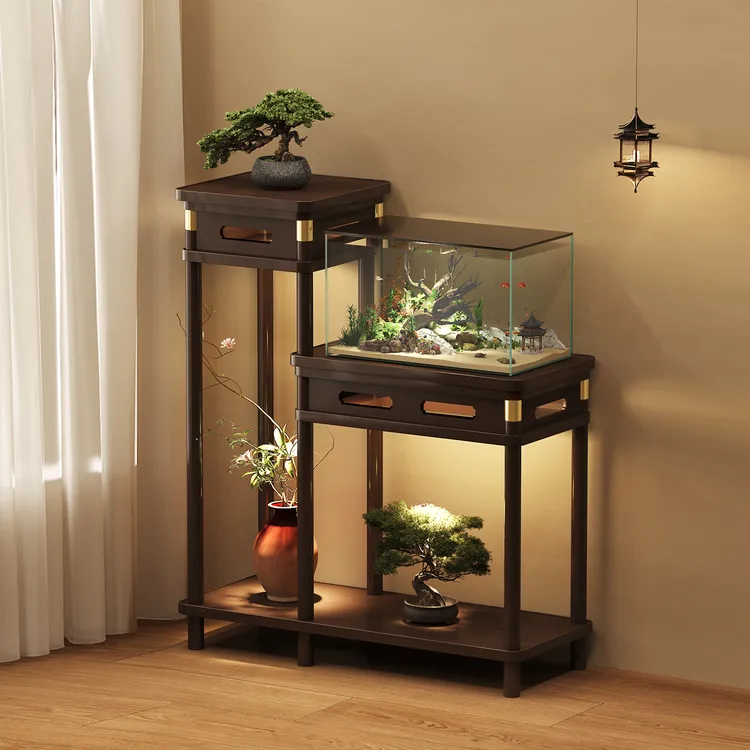 实木花架中式花台阳台室内客厅鱼缸摆放架家用落地式盆栽置物架子