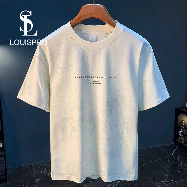 2025年夏季纯棉T恤短袖男款潮流扎染印花半截袖男士上衣