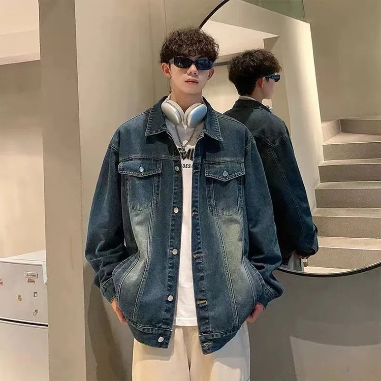 W10001N春季新款男士男装翻领牛仔外套潮流百搭上衣衣服