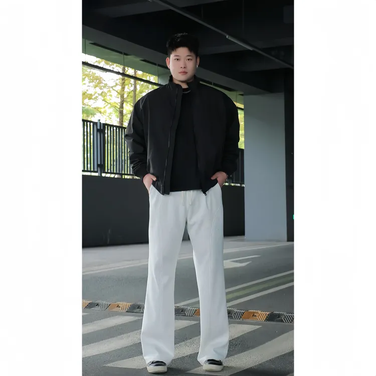 斜切微喇大码卫裤男美式复古cleanfit裤子显瘦遮肉直筒宽松休闲裤