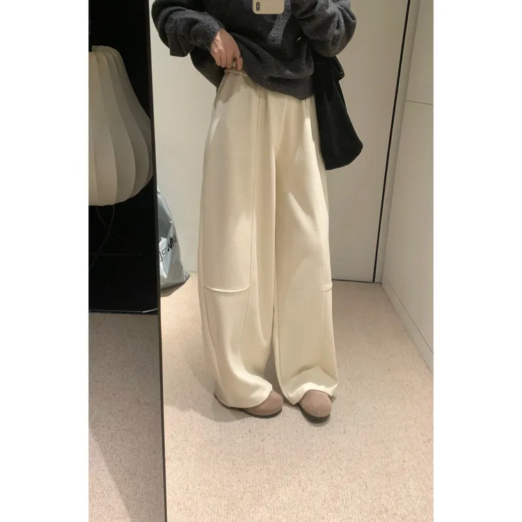 定制4色升级～懒人休闲裤人手bi备高腰显瘦女裤子直筒裤阔腿裤长