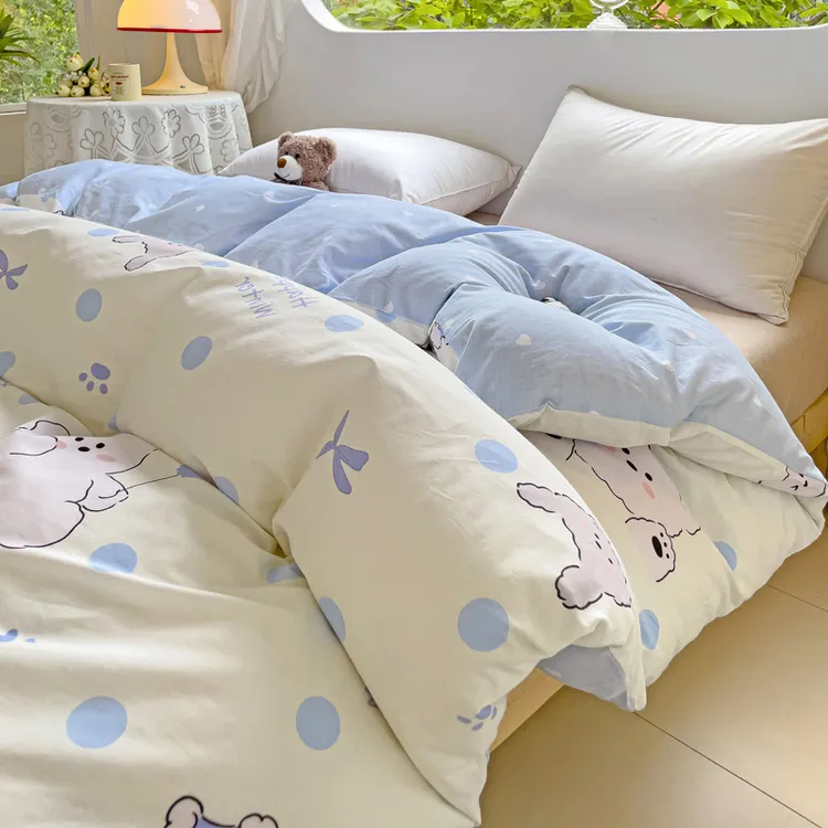 富安娜100%全棉单被套单双人斜纹纯棉被套单件棉被罩学生宿舍棉棉