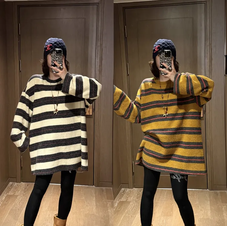 YDFSTUDIO小众【新晋坠爱】欧货高品重工条纹拼接设计时尚百搭上衣