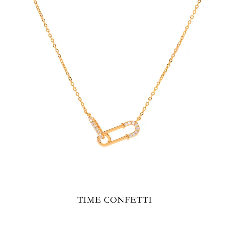 黄铜手链 镀K金【孙二娘】回形针-香槟金气质精致百搭项链TC 12063