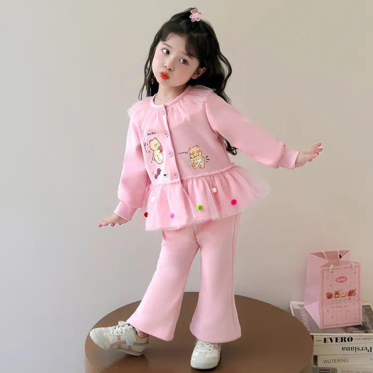 女宝宝春秋卡通套装2025新款小童休闲开衫春秋小女孩洋气两件套