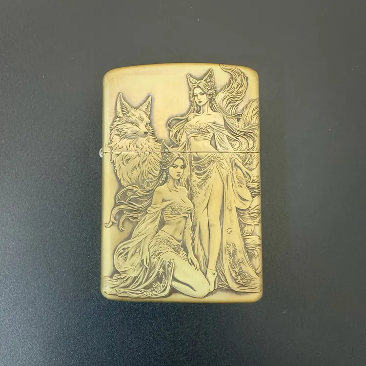 ZORRO烈焰打火机工作室出品，九尾灵狐，精工浮雕砂轮创意打火机