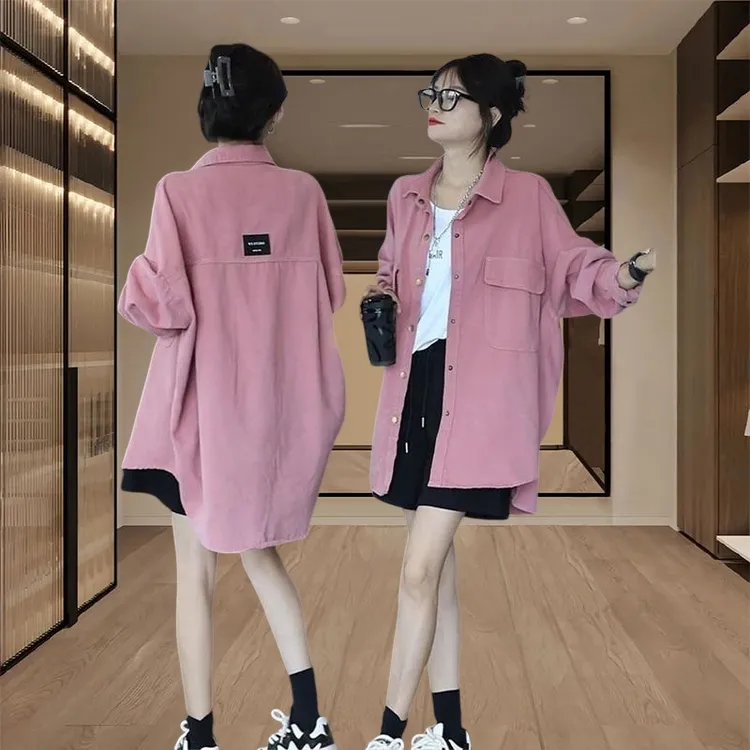 牛仔衬衫外套女春秋2025新款爆款百搭中长款上衣宽松休闲叠穿衬衣