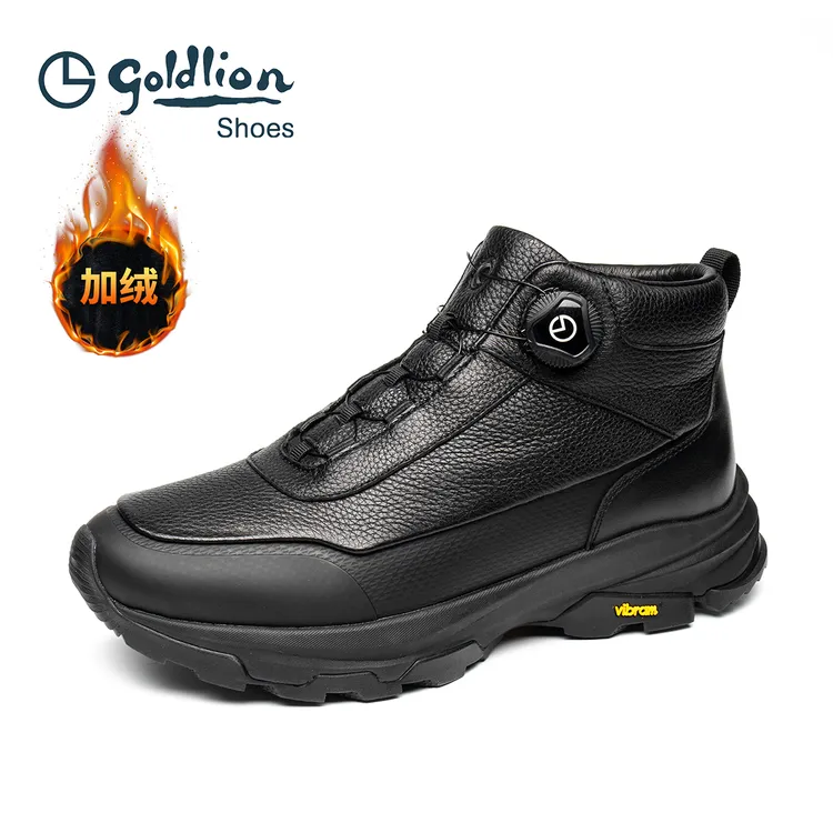 Goldlion/金利来冬季羊毛加绒鹿皮vibram百搭户外商务休闲男士靴