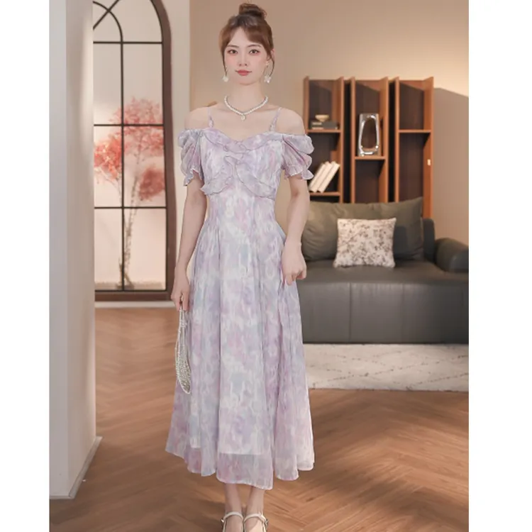 乔琪拉-【风信紫】新款显瘦收腰设计感气质连衣裙-53142K