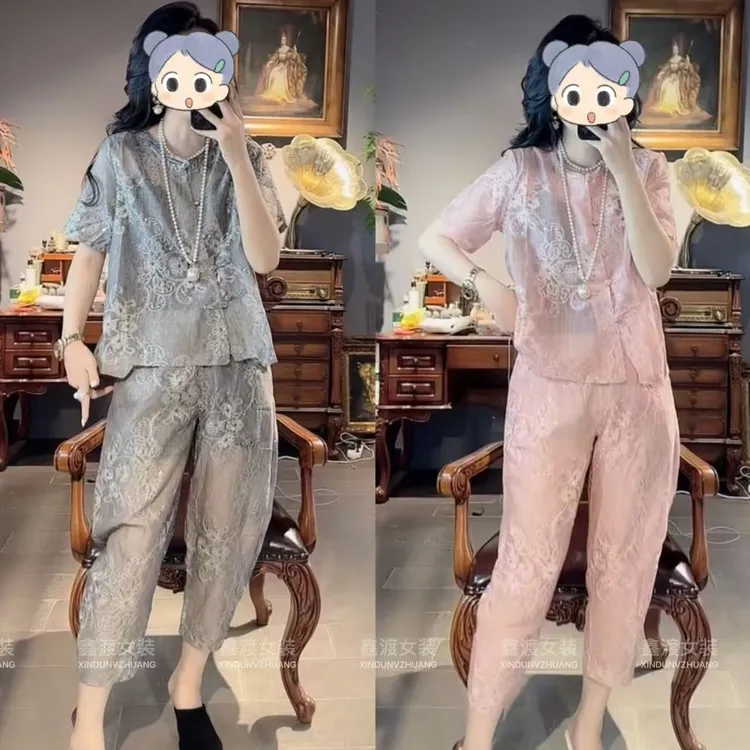 2025夏季新款时尚显瘦气质女士网红洋气两件套百搭款D9179