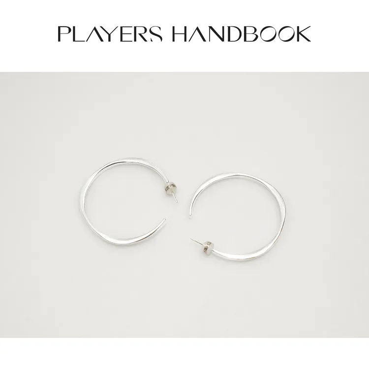 合金耳饰 欧美ins小众设计拉丝素圈耳环银色C型大耳饰PH3228