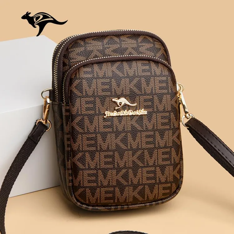 袋鼠真皮迷你小包包妈妈手机包2025新款时尚零钱包单肩斜挎包女包