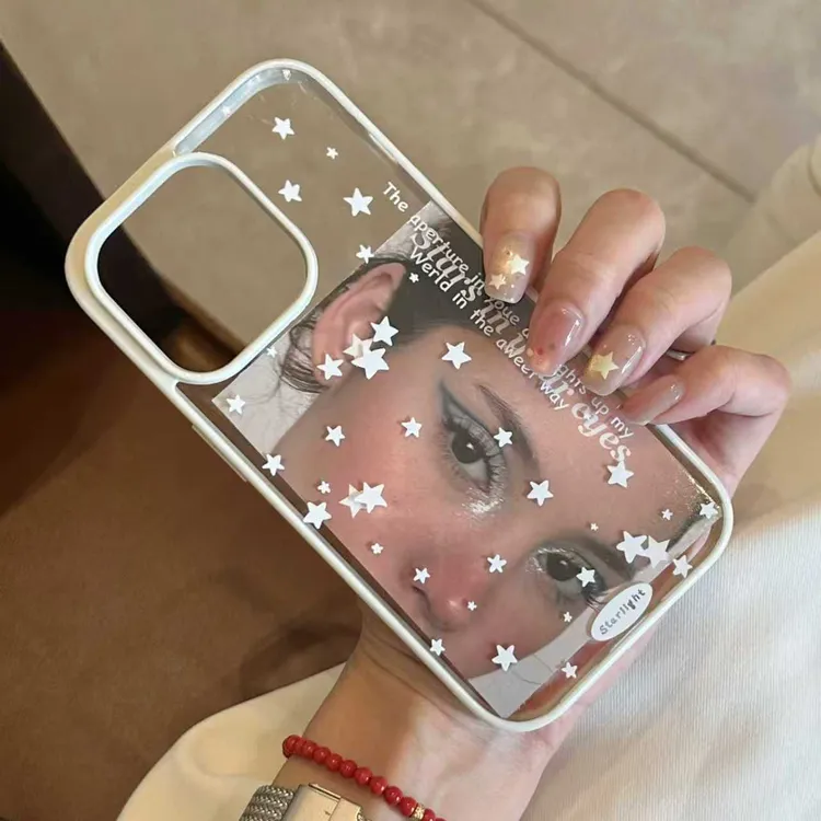 七壳子黑英文星星适用苹果15Pro手机壳13硅胶XSMax/xr/12女16