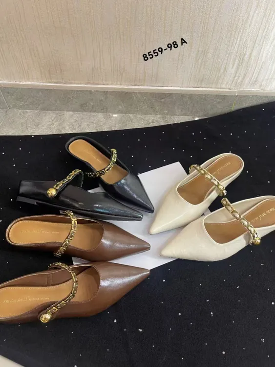 【靓】MD8559-98Ains风包头浅口中跟时装包头拖尖头法式御姐风外穿