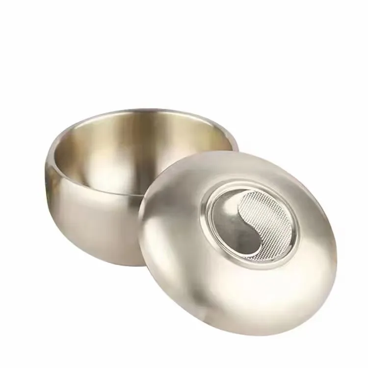 【香槟金不易掉色】韩式钛金米饭碗带盖子