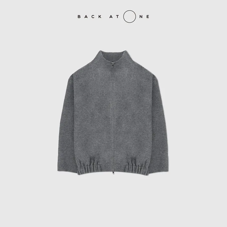 BACKATONE"智性漫游”羊毛双面呢双开拉链灰色外套 BFF-1BC261E-K 