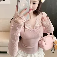 纯欲风蕾丝蝴蝶结上衣005