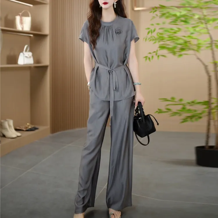 轻熟风套装女士夏季2025年新款优雅气质高端奢华显瘦两件套裤子