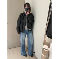 【立领排扣皮衣】微阔韩版外套