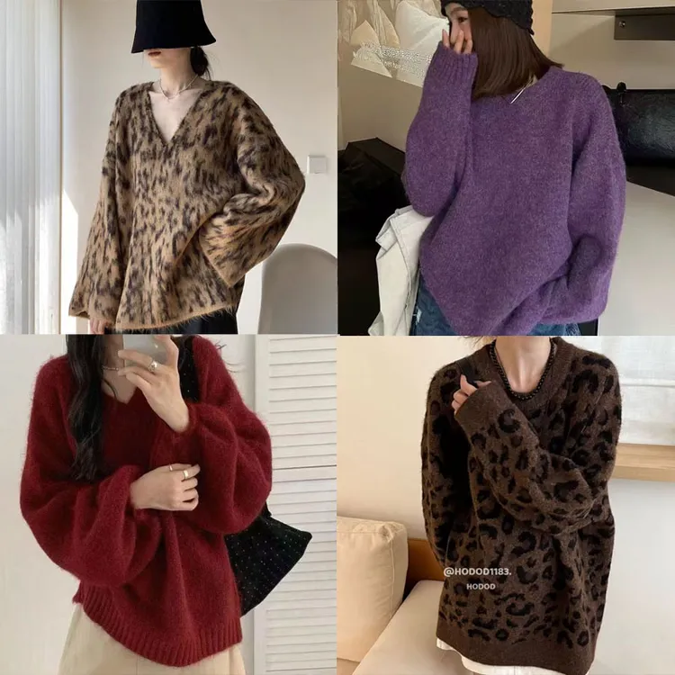 《茜茜》101-100女装中长款遮屁股毛衣慵懒风宽松长袖春秋冬季加厚