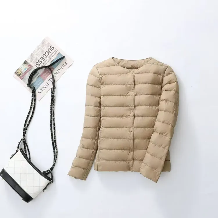 韩版修身轻薄棉服女短款保暖内搭棉衣外套 柠檬