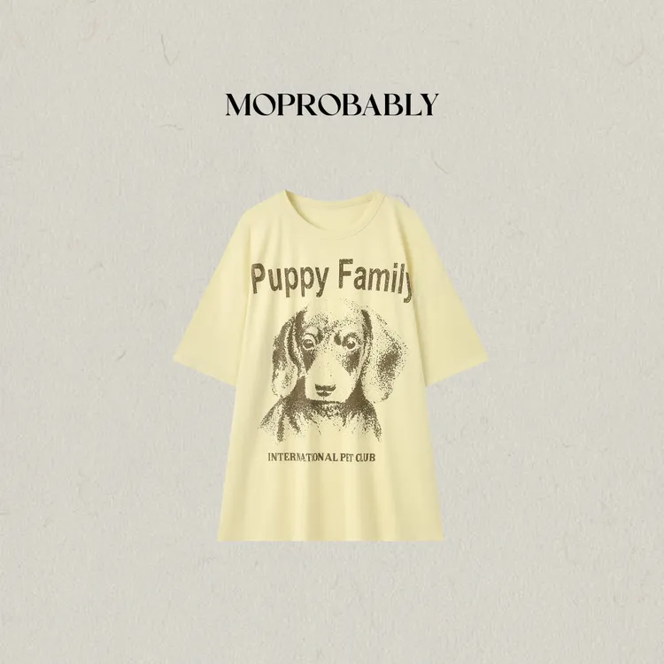 Moprobably李予诺「忠诚T」韩国ins小狗印花卡通百搭T恤L5247250