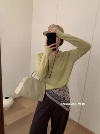 灰灰呀！人手必备！随便搭配！韩系 显瘦木耳边百搭打底针织衫毛衣