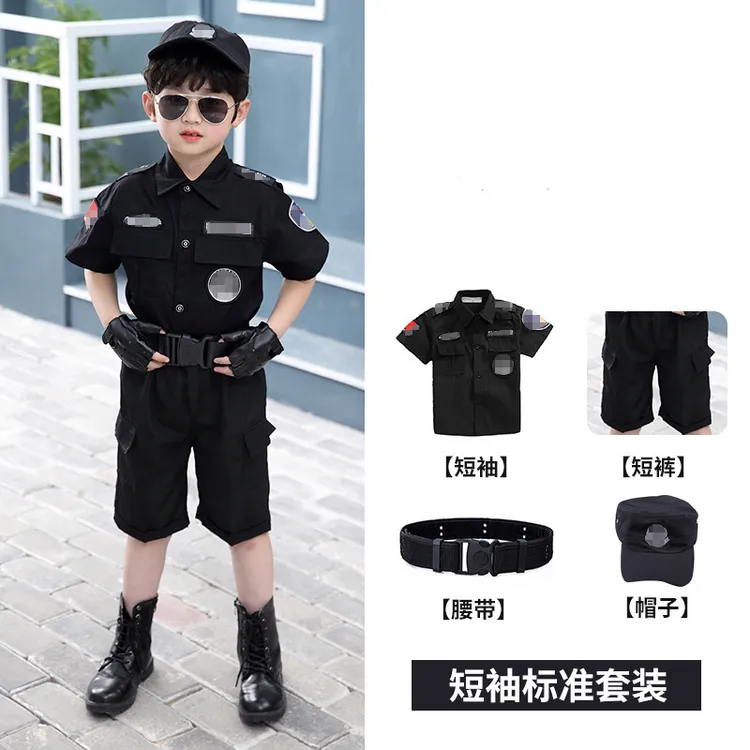 六一短袖儿童警服特警衣服角色扮演幼儿园演出生日礼物小特警服饰