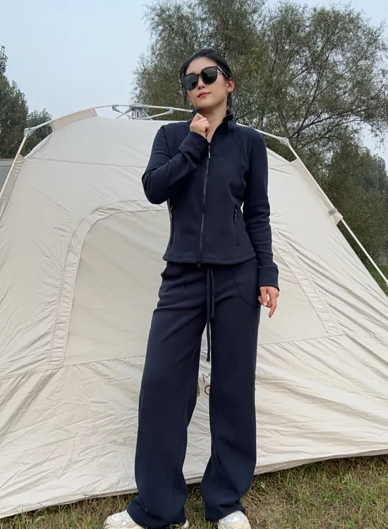 【五感】高品质云朵绒显瘦立领外套运动户外修身长袖保暖上衣长裤