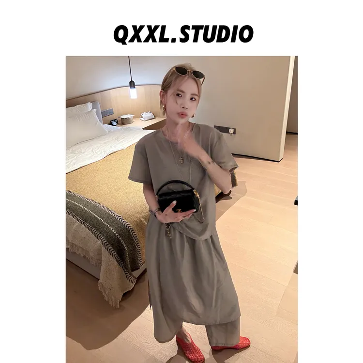 邱小小丽呀 松弛感休闲套装(两件套)宽松时尚短袖衬衫屁帘裤子