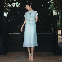 Ysimo-X云思木想 闻花梦蝶 手摇绣花莱赛尔醋酸两件套连衣裙12931