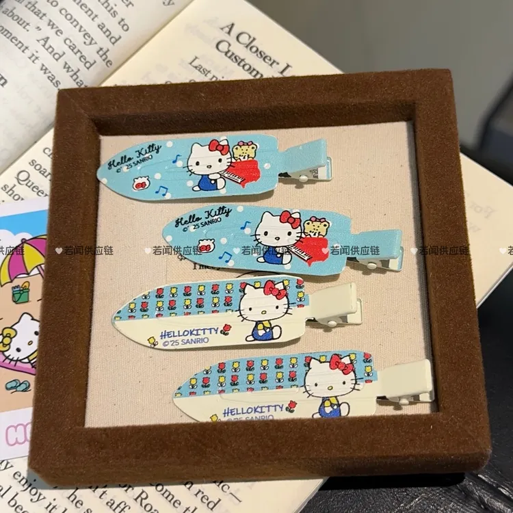 可爱蓝色KT猫鸭嘴夹呆萌卡通百搭碎发刘海夹甜美森系ins风发夹