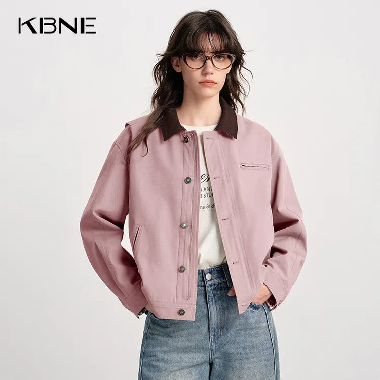 KBNE25秋季新款巴恩风短外套女小个子卡其色外衣短款气质长袖上衣