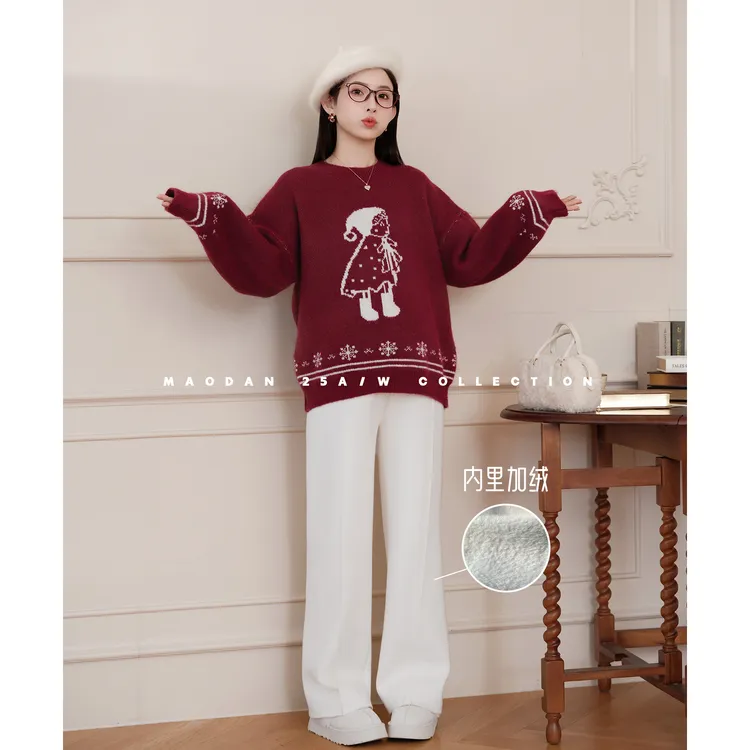 maodan/猫单【红帽女孩】【羊毛】孕妇装冬季新品洋气毛衣加绒裤子