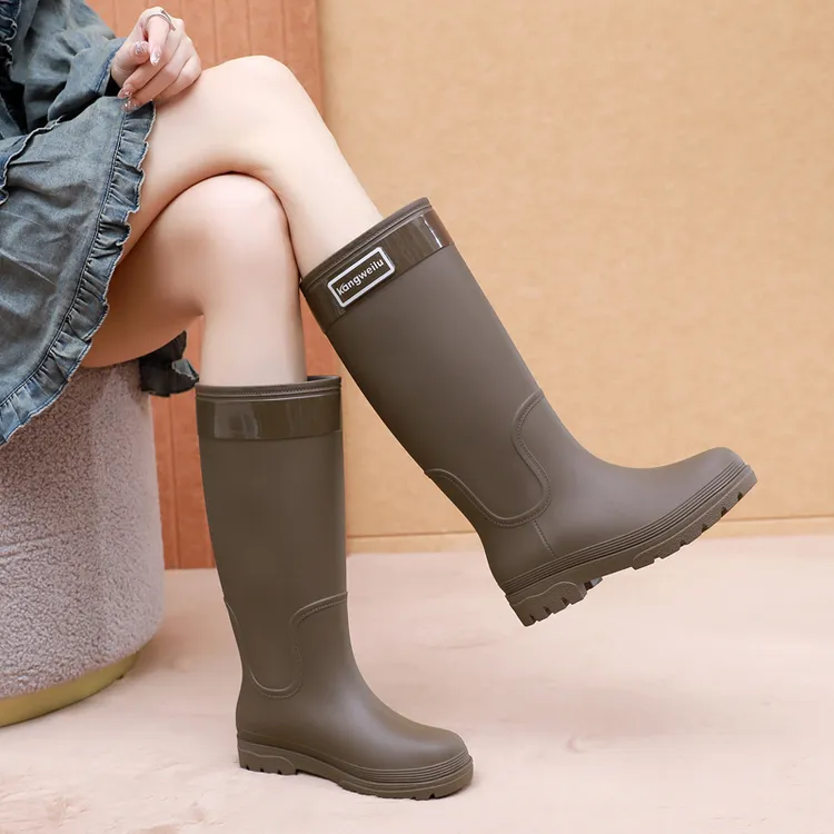 高筒雨靴女款加绒加厚长筒雨鞋防水防滑时尚水鞋厨房胶鞋女洗车鞋